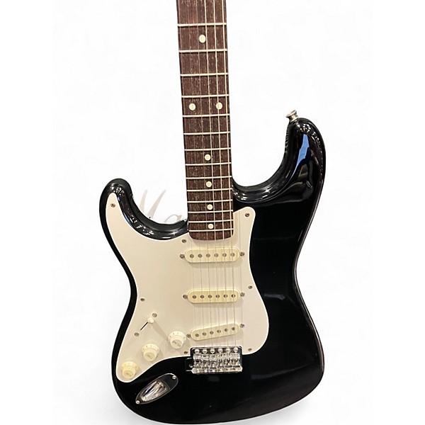 Used Squier 1986 Korean Stratocaster Left Handed Black Solid Body Electric Guitar