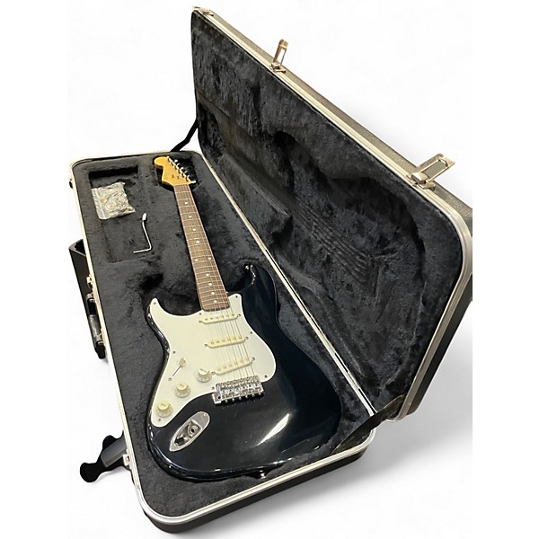 Used Squier 1986 Korean Stratocaster Left Handed Black Solid Body Electric Guitar