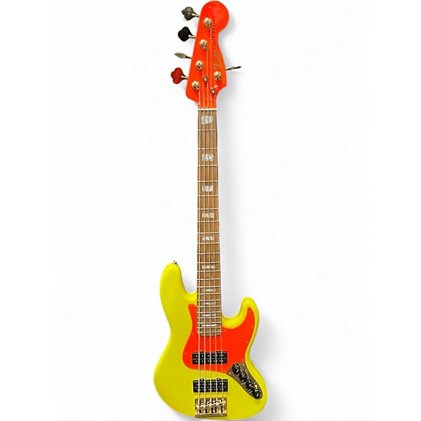 Used 2023 Fender MONONEON JAZZ BASS V NEON YELLOW Electric Bass Guitar