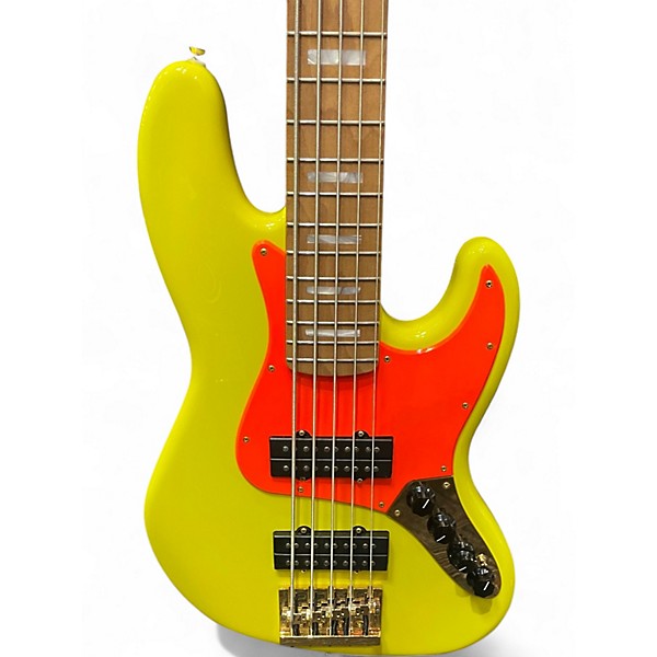 Used 2023 Fender MONONEON JAZZ BASS V NEON YELLOW Electric Bass Guitar