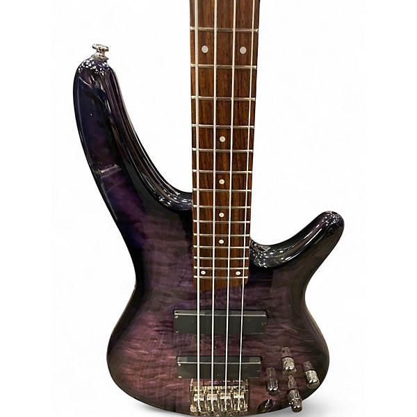 Used Ibanez SR400QM Purple Electric Bass Guitar