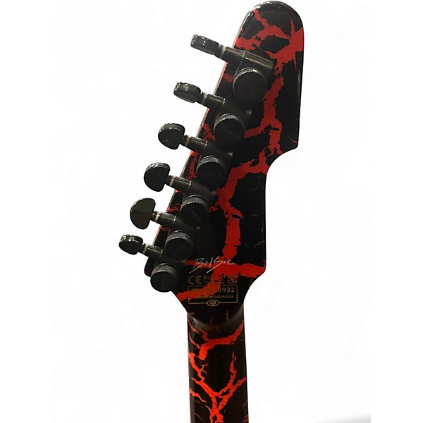 Used Schecter Guitar Research E-1 BLACK AND ORANGE Solid Body Electric Guitar