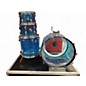 Vintage 1970s Ludwig 4 Piece Supralite Acrylic Shell Pack Blue Drum Kit