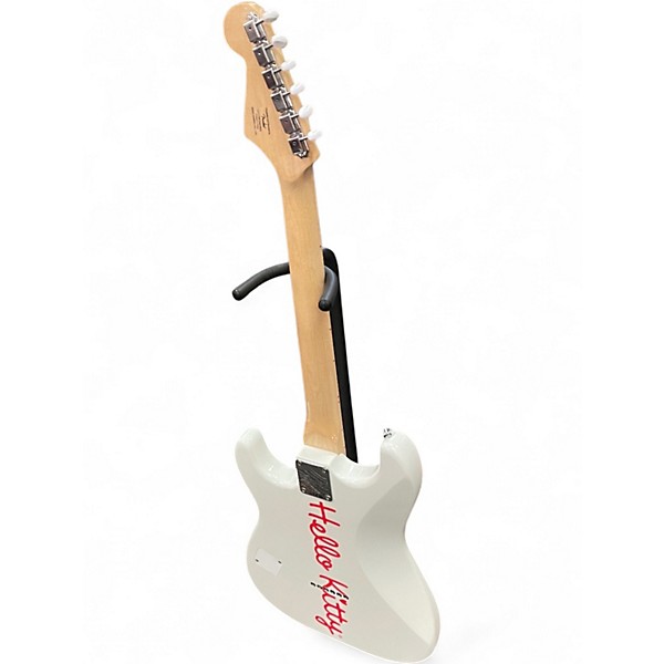 Used Squier Hello Kitty Stratocaster single humbucker white WHITE Solid Body Electric Guitar