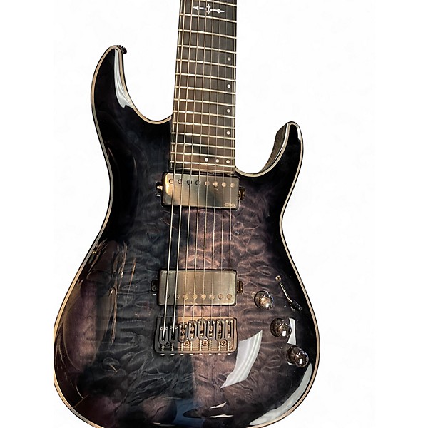 Used Schecter Guitar Research Hellraiser Hybrid C-8 8-String Trans Black Solid Body Electric Guitar