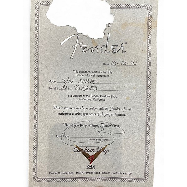 Vintage 1993 Fender Custom Deluxe Stratocaster Candy Apple Red Solid Body Electric Guitar