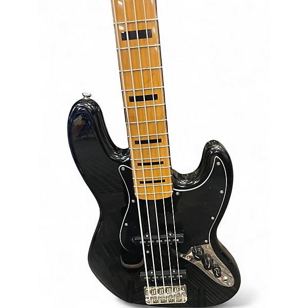 Used Squier Vintage Modified Jazz Bass V Black Electric Bass Guitar
