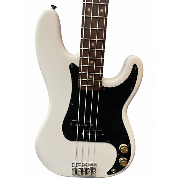 Used Fender Player Precision Bass White and Black Electric Bass Guitar