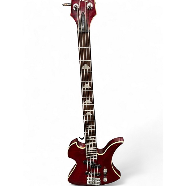 Used B.C. Rich Masterpiece Mockingbird BASS Trans Crimson Red Electric Bass Guitar