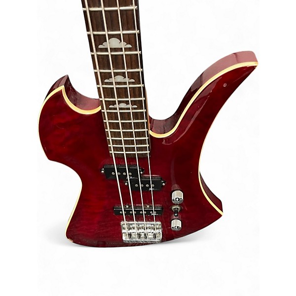 Used B.C. Rich Masterpiece Mockingbird BASS Trans Crimson Red Electric Bass Guitar