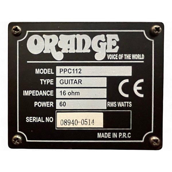 Used Orange Amplifiers PPC112C 1x12 Guitar Cabinet