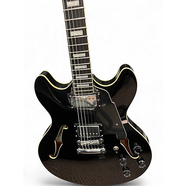 Used D'Angelico Premier Series DC Black Hollow Body Electric Guitar