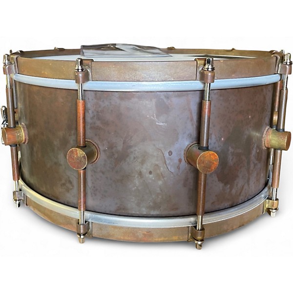 Used A&F Drum  Co 14X6.5 RAW BRASS SNARE Brown Drum