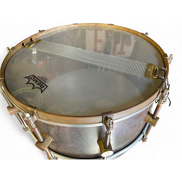 Used A&F Drum  Co 14X6.5 RAW BRASS SNARE Brown Drum