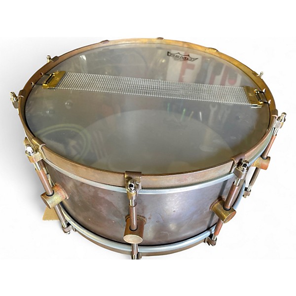 Used A&F Drum  Co 14X6.5 RAW BRASS SNARE Brown Drum
