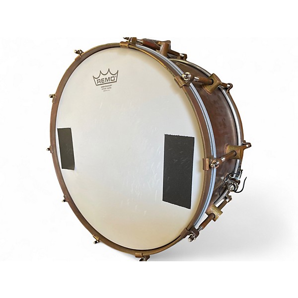 Used A&F Drum  Co 14X6.5 RAW BRASS SNARE Brown Drum