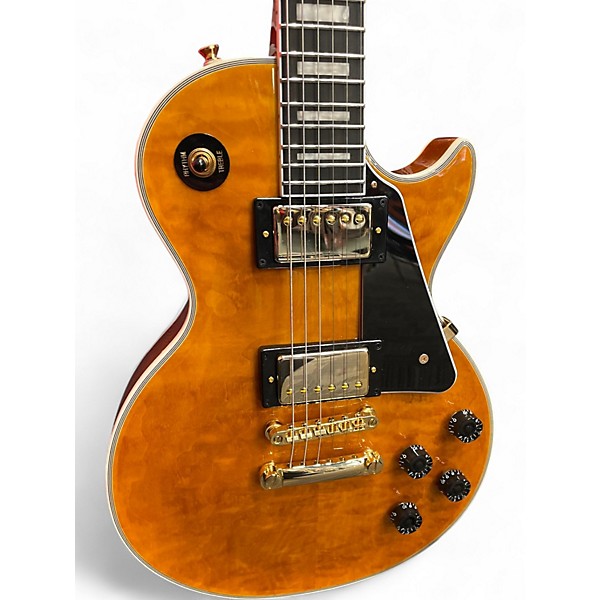 Used Epiphone Les Paul Custom Trans Amber Solid Body Electric Guitar