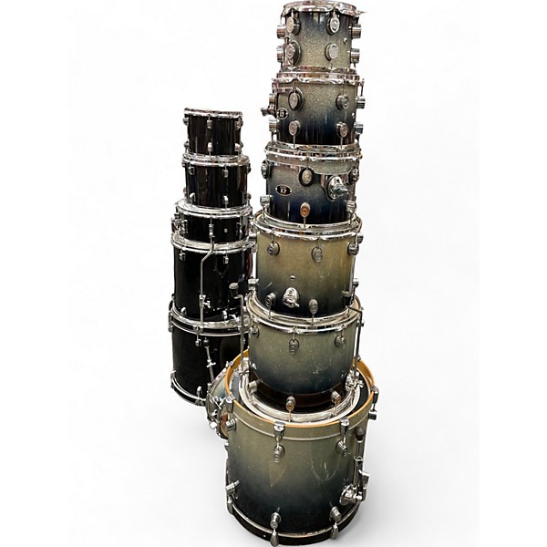 Used PDP by DW 7 Piece X7 BLACK AND SILVER SPARKLE Drum Kit