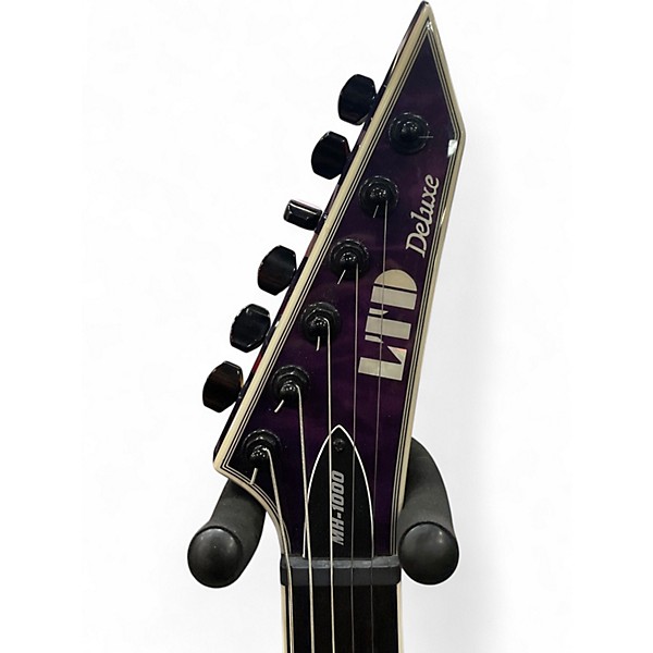 Used ESP LTD MH1000 Deluxe Trans Purple Solid Body Electric Guitar