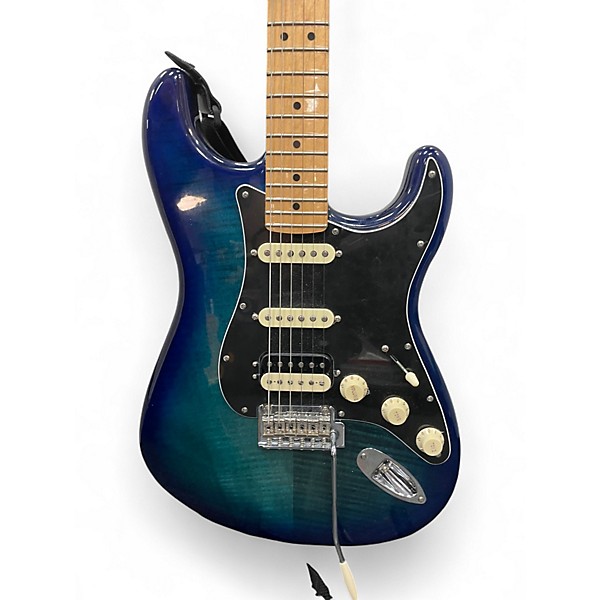 Used 2021 Fender LIMITED EDITION PLAYER STRAT HSS PLUS TOP Blue Burst Solid Body Electric Guitar