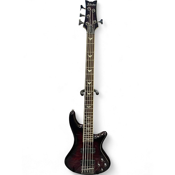 Used Schecter Guitar Research STILLETO EXTREME 5 Trans Red Electric Bass Guitar