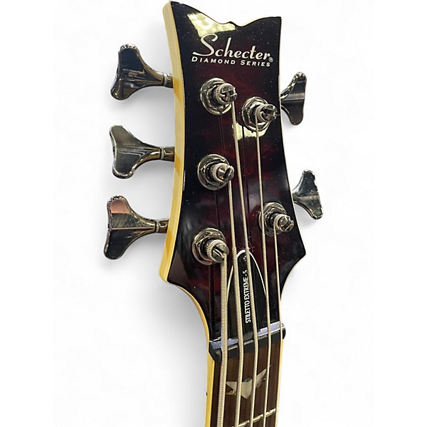 Used Schecter Guitar Research STILLETO EXTREME 5 Trans Red Electric Bass Guitar