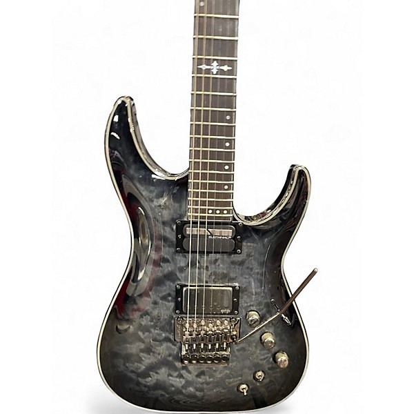 Used Schecter Guitar Research Hellraiser C1 Floyd Rose Sustaniac Trans Black Solid Body Electric Guitar
