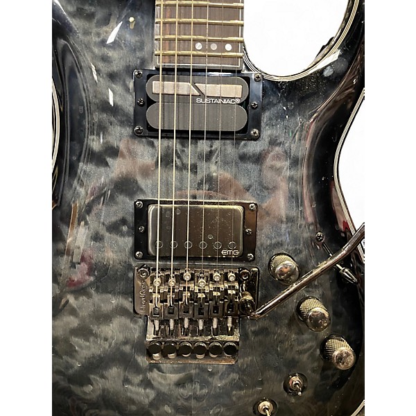 Used Schecter Guitar Research Hellraiser C1 Floyd Rose Sustaniac Trans Black Solid Body Electric Guitar