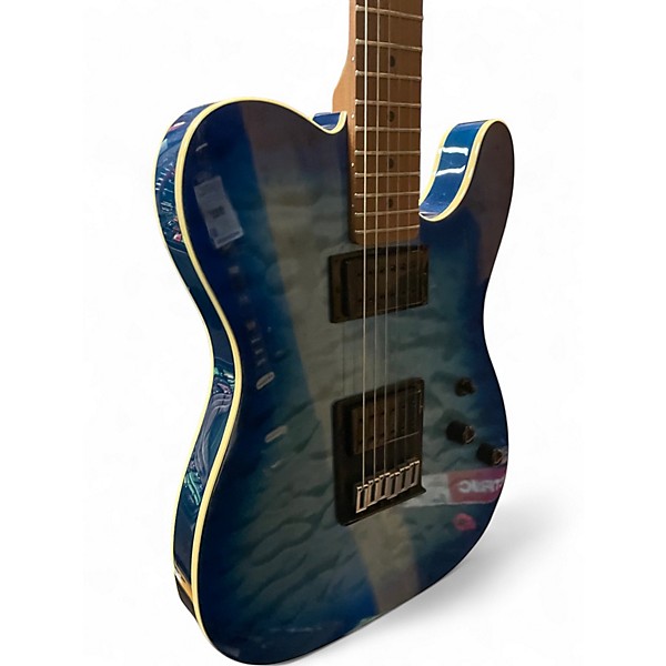 Used Schecter Guitar Research PT PRO AQUA BLUE Solid Body Electric Guitar