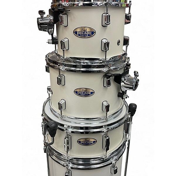 Used Pearl 7 Piece Decade Maple White Satin Pearl Drum Kit