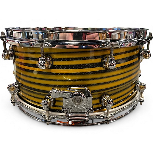 Used Pearl 14X6.5 Masterworks Carbon Fiber Over Maple Gold Swirl on Black Carbon Drum