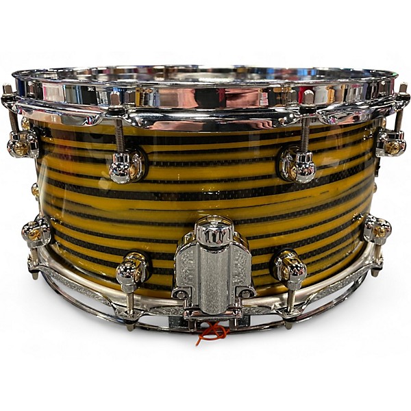 Used Pearl 14X6.5 Masterworks Carbon Fiber Over Maple Gold Swirl on Black Carbon Drum