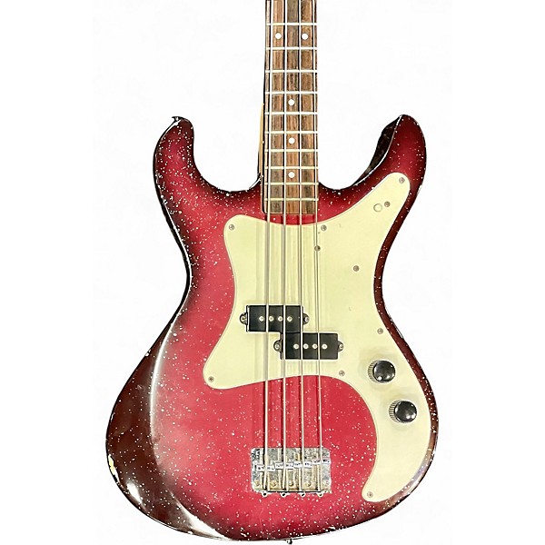 Used Danelectro Danoblaster Rumor Red Sparkle Burst Electric Bass Guitar