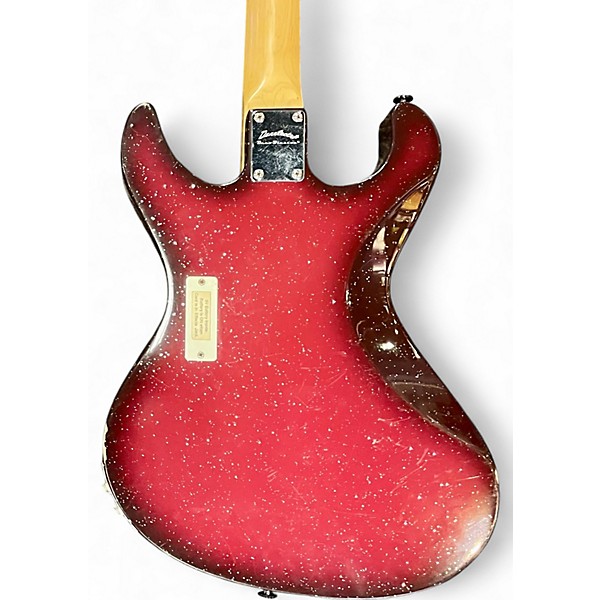 Used Danelectro Danoblaster Rumor Red Sparkle Burst Electric Bass Guitar