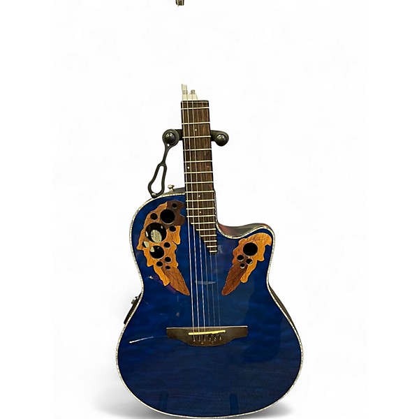 Used Ovation Celebrity CE44P-8TO Trans Blue Acoustic Electric Guitar