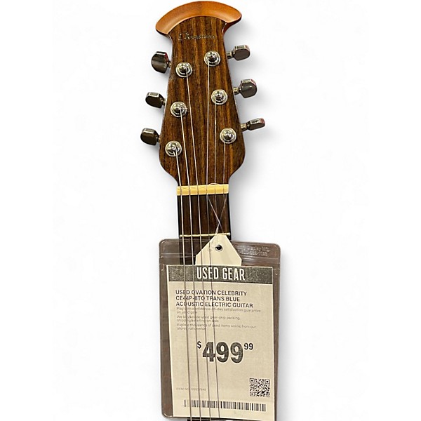 Used Ovation Celebrity CE44P-8TO Trans Blue Acoustic Electric Guitar