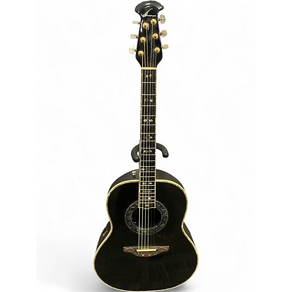 Vintage 1980s Ovation 1719 CUSTOM LEGEND Black Acoustic Electric Guitar