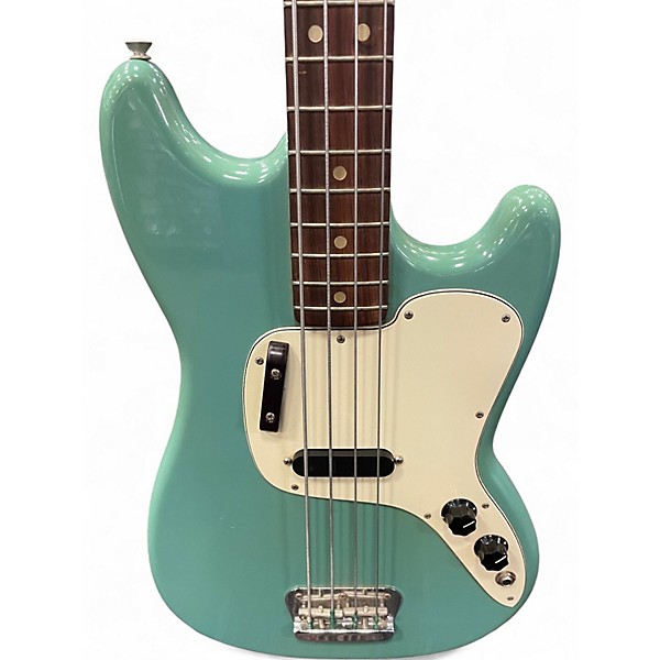 Vintage 1970s Fender musicmaster Surf Green Electric Bass Guitar