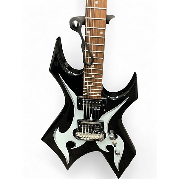 Used B.C. Rich Bronze Series Warlock Black and White Solid Body Electric Guitar