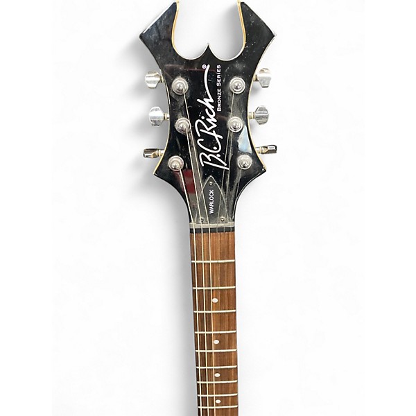 Used B.C. Rich Bronze Series Warlock Black and White Solid Body Electric Guitar