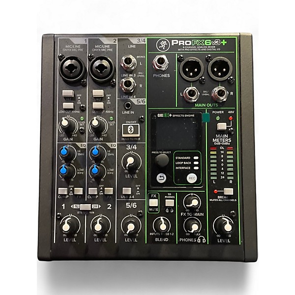Used Mackie ProFX6v3+ 6-Channel Analog Mixer With Enhanced FX, USB Recor Unpowered Mixer