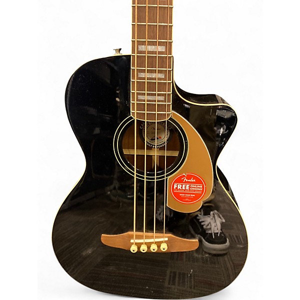 Used Fender Kingman Acoustic Electric Bass Black Acoustic Bass Guitar