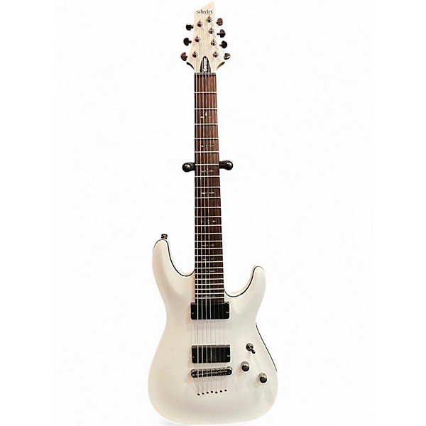 Used Schecter Guitar Research Damien 7 String Vintage White Solid Body Electric Guitar