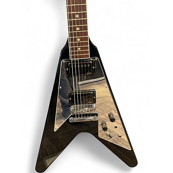 Used Gibson 70s flying v mirror Black Solid Body Electric Guitar