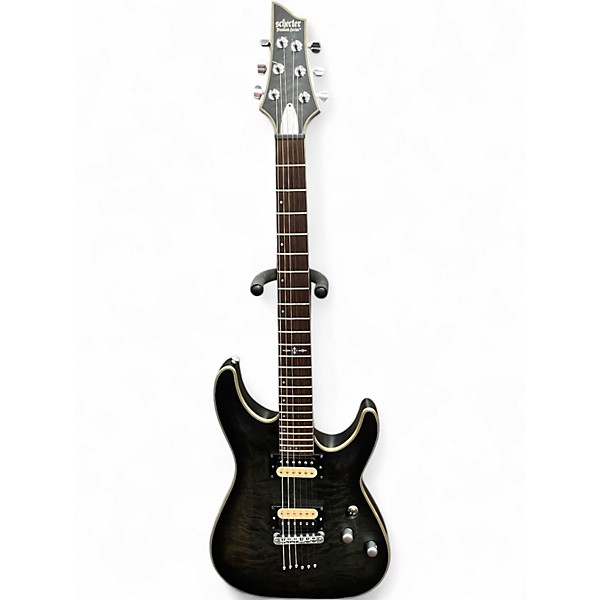 Used Schecter Guitar Research C1 Platinum Trans Black Solid Body Electric Guitar