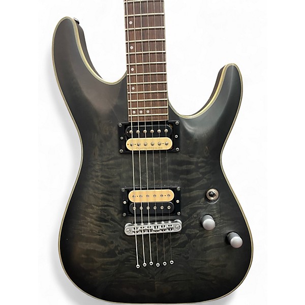 Used Schecter Guitar Research C1 Platinum Trans Black Solid Body Electric Guitar