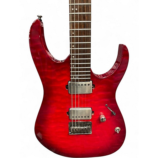 Used Ibanez rg6005feqm Crimson Red Trans Solid Body Electric Guitar
