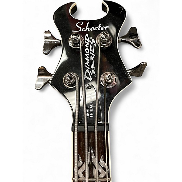 Used Schecter Guitar Research Devil Tribal Black Electric Bass Guitar