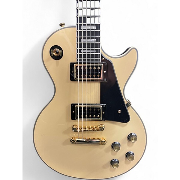 Used Epiphone Les Paul Custom Blackback Pro Antique Ivory Solid Body Electric Guitar