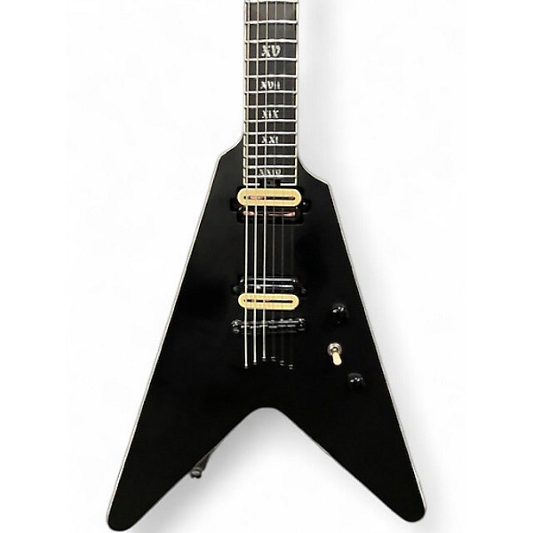 Used Schecter Guitar Research V-1 SLS Evil Twin Matte Black Solid Body Electric Guitar